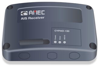 An AIS receiver is essentially a small black box that processes incoming AIS signals so they can be displayed on a chart plotter or computer screen.