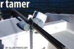 damp towel under rudder handle