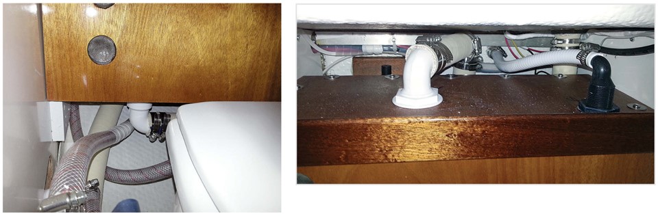 The tank discharges from the bottom, at left, and the “windows” show the level of the contents. After fitting the fill and vent, Ric screwed the lid in place, above.