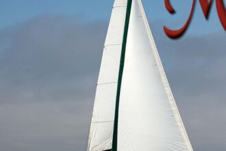 Steve and Carol Capp sail their Vineyard Vixen 34, Mimosa, on Lake Michigan.