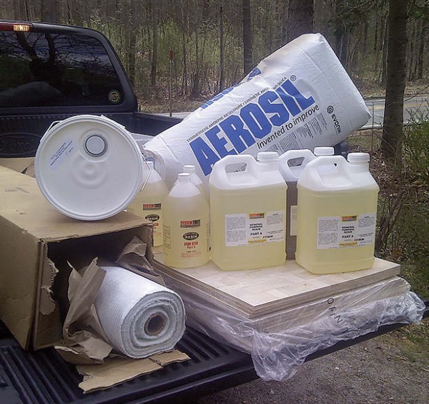 Matt’s first load of supplies filled his pickup. Ultimately, he would use twice the amount of epoxy seen here.
