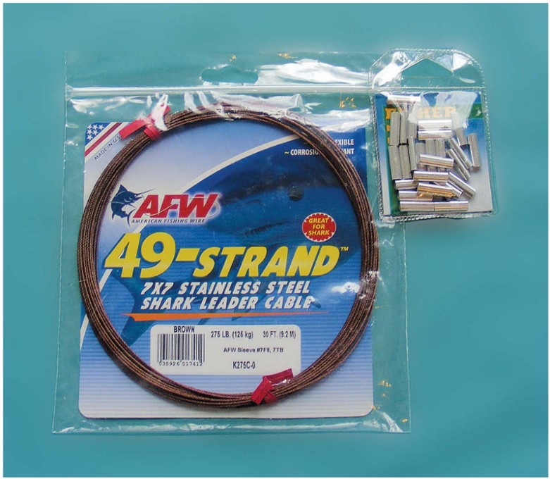 Braided stainless-steel leader wire and leader sleeves are available at most fishing tackle stores.