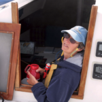 A woman sitting in a boat