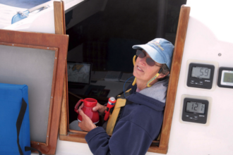 A woman sitting in a boat