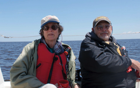 Picture of two people at sea