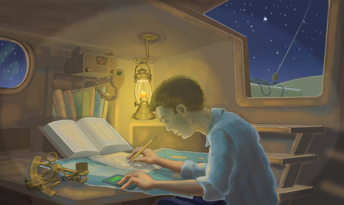 Illustration of doing sextant calculations