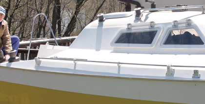 A man sitting on the boat Sunflower