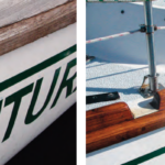 Pewter is a fine color for metal but not for teak, at left above, so Ray made it the color he prefers with several coats of varnish.