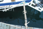 To preserve his docklines from chafe while Ganymede was tied to a dock over the long winter, Ben made selvagees out of old halyards and sheets.