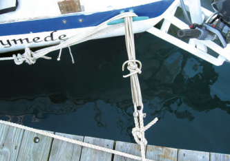 To preserve his docklines from chafe while Ganymede was tied to a dock over the long winter, Ben made selvagees out of old halyards and sheets.