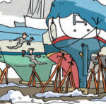 Illustration of boats on jackstands