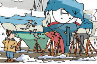 Illustration of boats on jackstands
