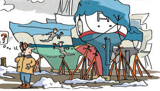 Illustration of boats on jackstands