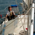 A woman on a boat