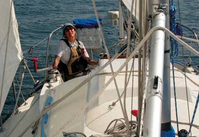 A woman on a boat