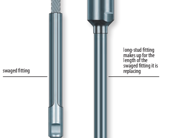 Replacing the lower fitting on standing rigging.