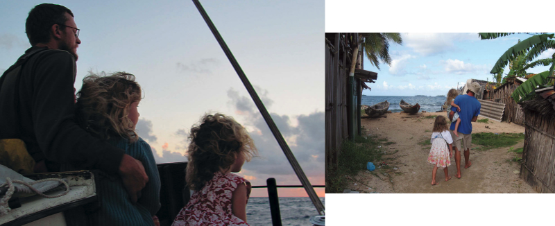 Two pictures of Ben Zartman and his daughters