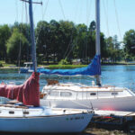 If Susan and Chris’s two good old boats appear to have similar lines, that’s because they are related. The 32-foot 1968 Chris-Craft Cherokee, Titania, and the 22-foot 1965 Seafarer Kestrel, LC, are both designs from the board of Olin Stephens.