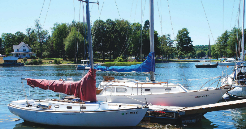 If Susan and Chris’s two good old boats appear to have similar lines, that’s because they are related. The 32-foot 1968 Chris-Craft Cherokee, Titania, and the 22-foot 1965 Seafarer Kestrel, LC, are both designs from the board of Olin Stephens.