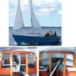 Bruce Milan, his wife, Diane, and sailing friend Bill McBurney show off Wave Anvil (formerly Sophie) after her third refit, top of page. Chris Gately carried out the first refit after he purchased Sophie in 1994. Among other repairs, he rebuilt the main bulkhead and mast support, above, using ash from his backyard woodlot.