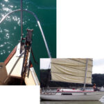 Annie’s junk rig is easy for a woman of slight stature to handle, above, and the chain pawl, at top, takes the weight of the anchor and chain as she hauls it aboard.