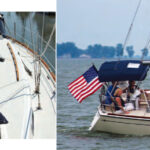 Don and Sheila Brown’s Pearson 34-2 sails like a, well, Banshee, top of page. The wide sidedecks benefit from inboard shrouds, above.