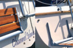 Shower seat attached to a boat transom