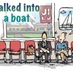 illustration of two men talking in a waiting room