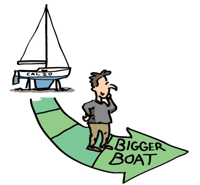 illustration of man with a boat
