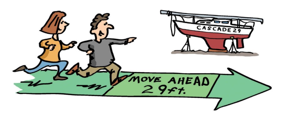 illustration of man and woman with a boat