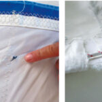 Sailcovers are intended to protect sails from the ultraviolet light in sunshine. This one, top of page, is not being allowed to do its job. Sails suffer physical damage from many causes, above left, center, and upper right. If not repaired promptly it only gets worse, above right.