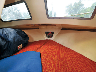 The V-berth is quite large, and forward-facing windows let in a lot of light.