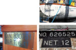 Del Viento, a U.S. documented vessel, upper right, has her official number secured to the interior structure, at right. A similar requirement applies to a Canadian vessel, at left.