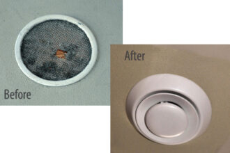 Before and after picture of the cowl vent screen