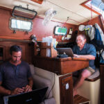Using their laptops, Bob Steneck and George Stoyle (who joined Alaria after the long haul) are together taking up more power than all the basic boat systems.