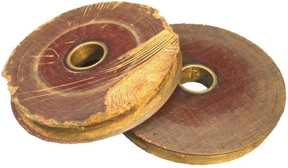 An old pair of masthead sheaves made of phenolic resin