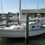 John keeps Good News, a 1967 Alberg 30, in a slip off the York River in Gloucester Point, Virginia.