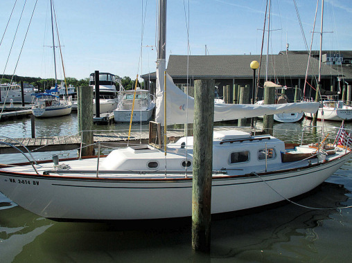 John keeps Good News, a 1967 Alberg 30, in a slip off the York River in Gloucester Point, Virginia.