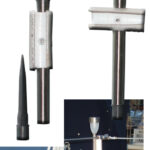 Flexible rubber sanitation hose is just stiff enough to hold solar yard lights onto pulpits and stanchions. Attached to the “hose clamp” with just one fastener, the light can be rotated to vertical no matter where it's placed.