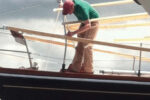 Someone readying a boat in the spring