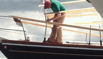 Someone readying a boat in the spring