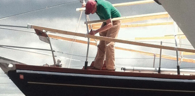 Someone readying a boat in the spring