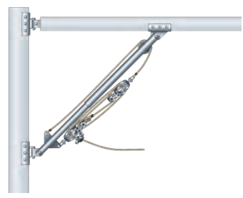 In a rigid vang of this type, the work of holding down the boom is still done by a block and tackle but a spring or gas piston inside the vang supports the weight of the boom when the sail is furled.