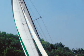 Gary and Cathy Gray sail their Caliber 28, Misty Dawn, on a large man-made lake in oklahoma.