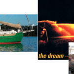 Dolphins in happier days, on facing page. The firefighting boat arrived late on the scene, above, and by then Dolphins was beyond saving, at left.