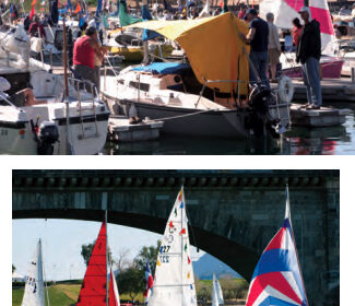 Pocket cruisers flock annually to Lake Havasu City, at left, and parade against the backdrop of London Bridge, below.