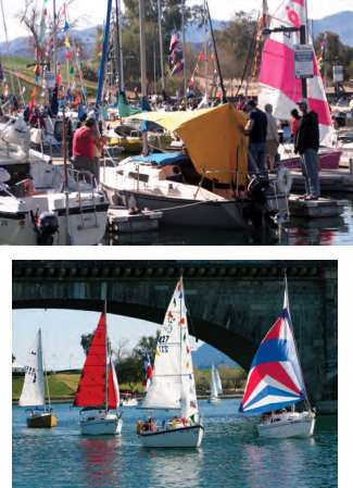 Pocket cruisers flock annually to Lake Havasu City, at left, and parade against the backdrop of London Bridge, below.