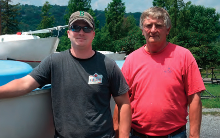 By starting Finger Lakes Sailing Services, John Haney and his father, Bob, at right, found a way to combine a career beginning for John and a retirement occupation for Bob in a business that fed their shared love of sailing and working on sailboats.