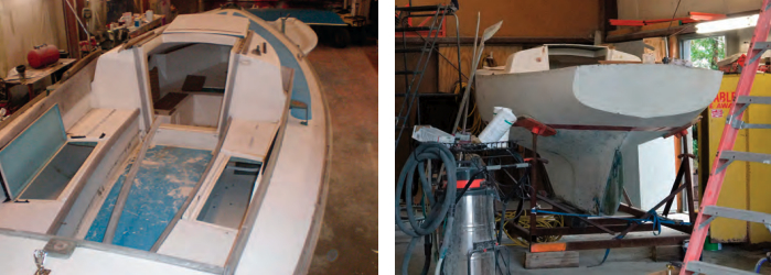 Boats that make their way into the shop at Finger lakes Sailing Services are usually of the style popular in the late 1960s and early ‘70s. their hulls are sound and they are simple boats, so restoring them, while labor intensive, is not technically complicated.