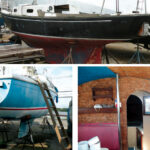 This daysailer, at left, had been left with its companionway hatch open, as if in mid-project. The Tanzer 28, bottom left, eventually found a taker, as did the Westerly Centaur, bottom right, that had apparently been under renovation when it was abandoned.